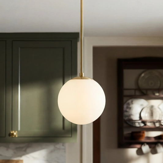 White Frosted Glass Brass Pendant Light - 202GPL
