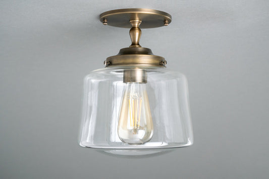 Blake Vintage Brass Glass Bell Ceiling Light