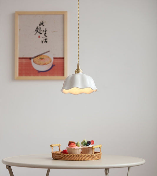 Flower Ceramic Brass Pendant Light - 108PL