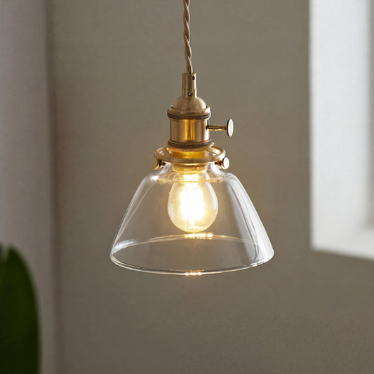 Porphyrion Mini Retro Brass Clear Glass Pendant Light