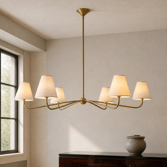 Atlas Vintage Arc Arm Multi Heads Fabric Chandelier