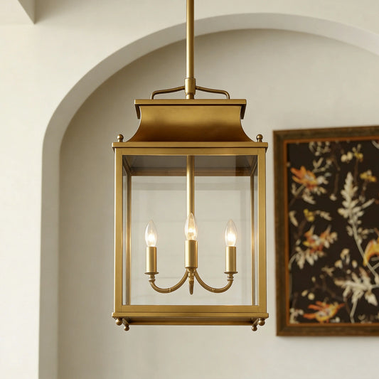 Modern Metal Clear Glass Outdoor Lantern Pendant Light for Exteriors