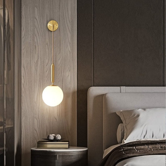 Wall Scandinavian Brass Lamp Iron & Glass Bedside Lights