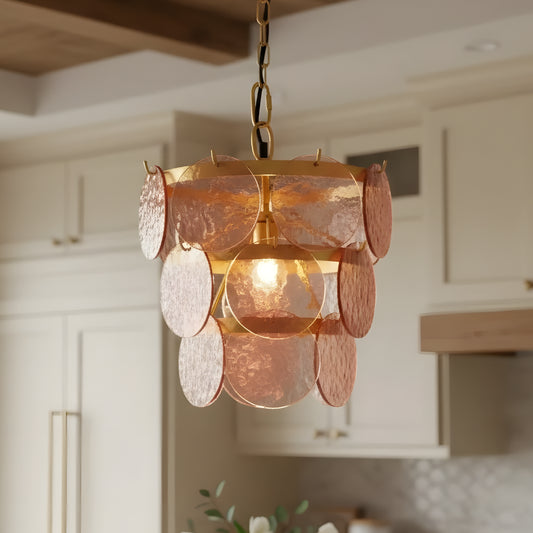 Brage Luxurious Glass Layered Scallop Chandelier