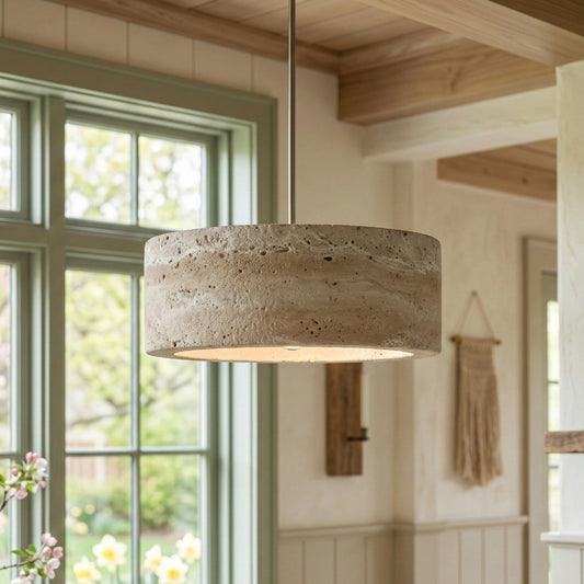 Lumen Wabi-Sabi Travertine Natural Stone LED Pendant Light
