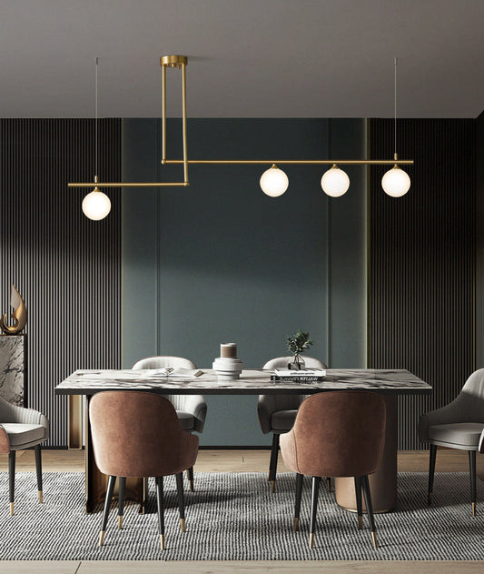Brass Chandelier With White Frosted Globes - 1CH1