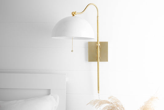 Swing Arm Sconce - Dome Lighting - Bedside Light - Plug In Sconce - Wall Sconce - Model No. 2818