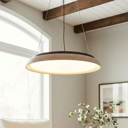 Samiri Modern Round Wabi-Sabi Travertine Pendant Light