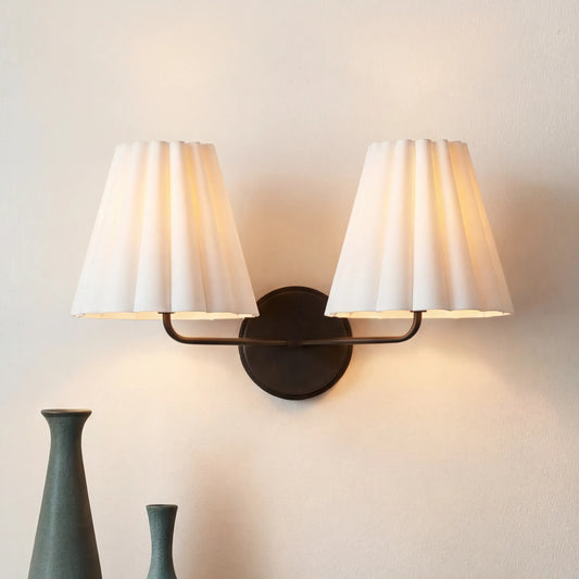 Kaiya Minimalist Textured Linen Fabric Tapered Wall Sconce