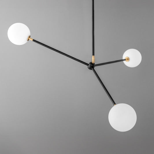 Joshua Minimalist Asymmetrical Sphere Three Head Chandelier