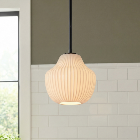 Aiolos Modern Sculptural Ribbed Glass Pendant Light