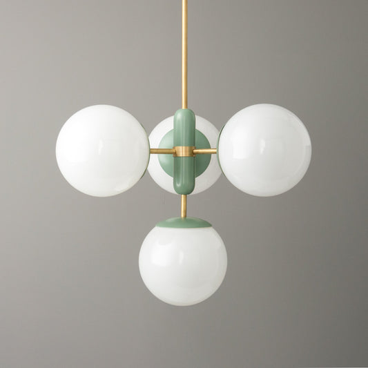 Lexander Modern Two Tone Sphere Branch Opal Glass Chandelier