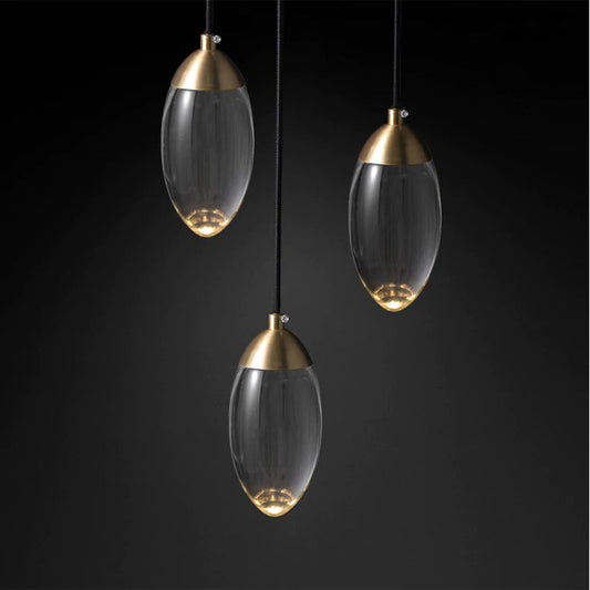Egg-shape Brass Crystal Pendant Light - 102CL