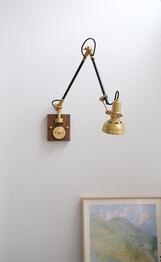 Wood Brass Wall Light - 123WL