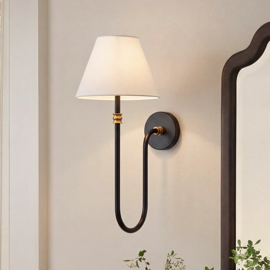 Collins White Fabric Swan Neck Sconce