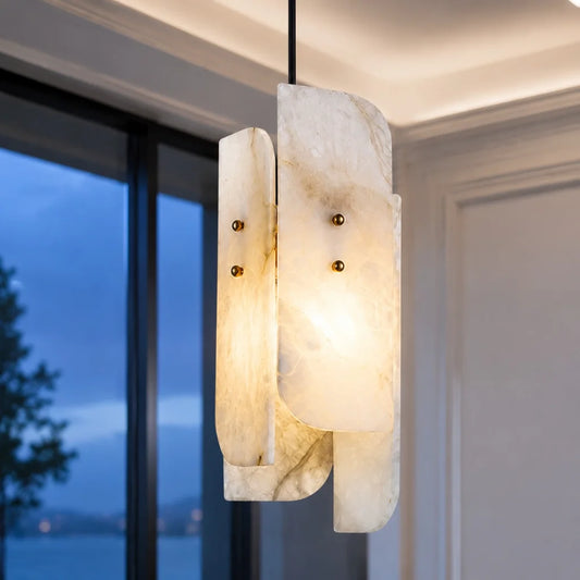 Aarre Modern Stone Cylinder Alabaster Pendant Light