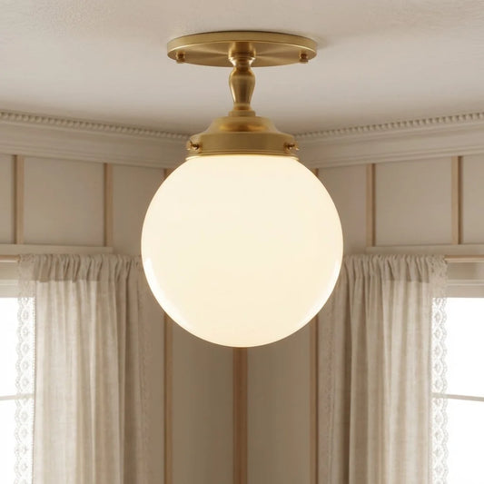Adara Vintage Brass Glass Globe Ceiling Light