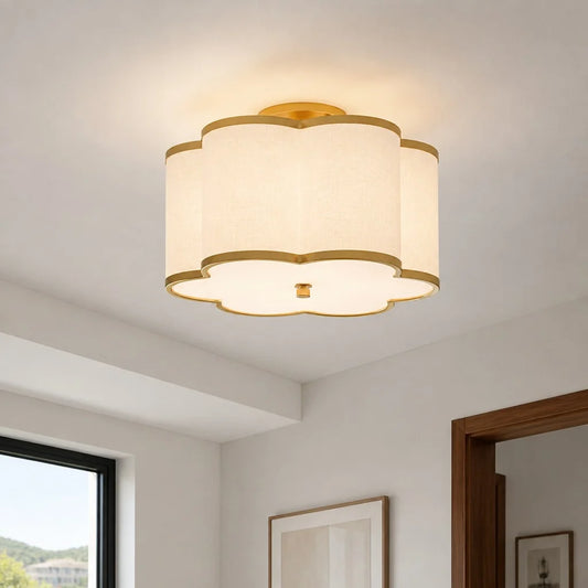 Adeline Modern Linen Flower Flush Mount Ceiling Light