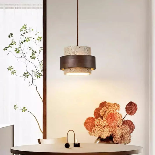 Aksel Vintage Cylindrical Travertine Pendant Light