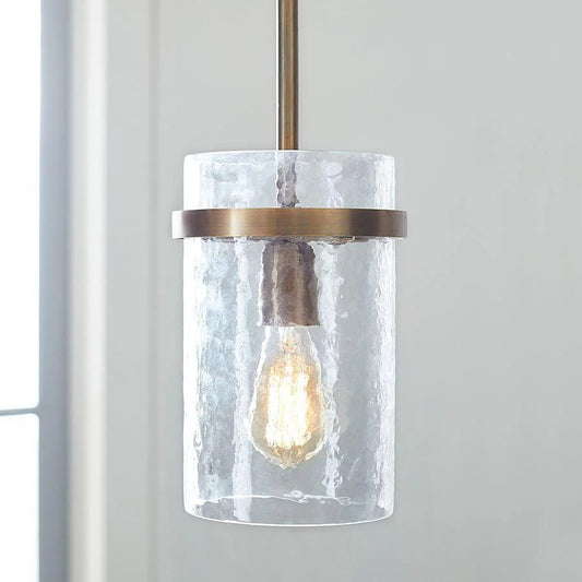 Alaric Modern Hammered Glass Cylinder Pendant Light