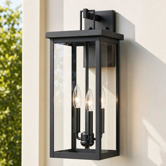 Alistair Minimalist 3-Light Large Black Outdoor Wall Light