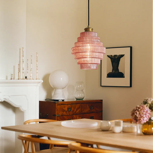 Amara Nordic Striped Stained Glass Bottle Pendant Light