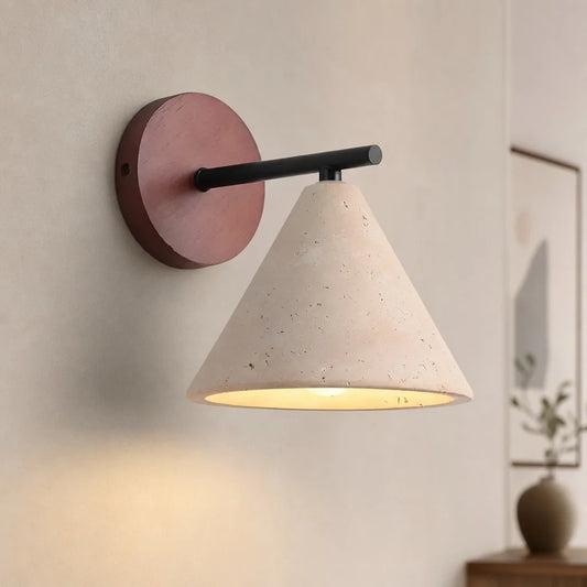 Amelie Minimalist Travertine Cone Wall Sconce