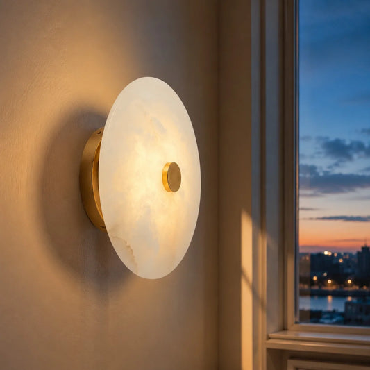Ankeny Modern Alabaster Oval Wall Lamp