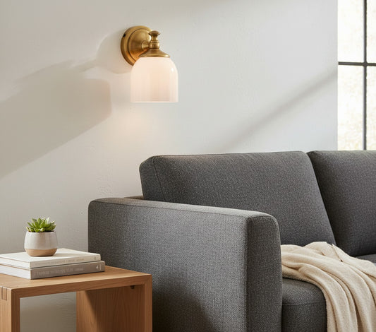 Antique Brass Milk Glass Wall Sconce