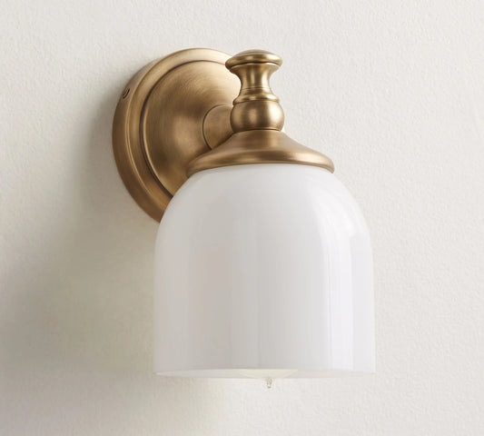 Antique Brass Milk Glass Wall Sconce