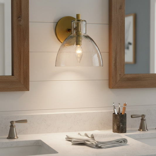 Antique Brass Recycled Glass Wall Sconce Indoor for Bathroom