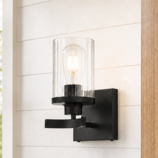 Arlo Modern Tube Fluted Glass Wall Sconce