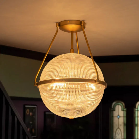 Athena Textured Globe Glass Semi Flush Mount Ceiling Light