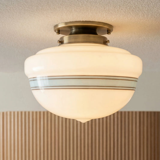 Aviva Vintage Glass Bowl Semi-Flush Mount Ceiling Light