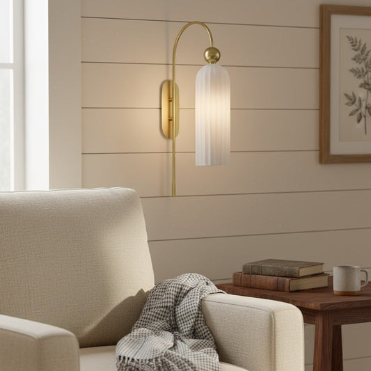 Azura Antique Cylinder Vertical Ribbed Glass Wall Sconce