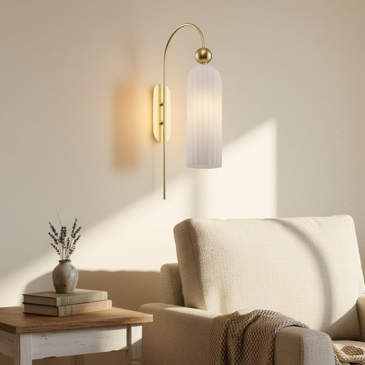 Azura Antique Cylinder Vertical Fluted Glass Wall Sconce