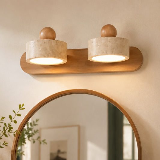 Beatrice Contemporary Natural LED Travertine Wood Wall Sconce