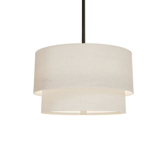 Beck Modern Fabric Natural Linen Double Drum Chandelier