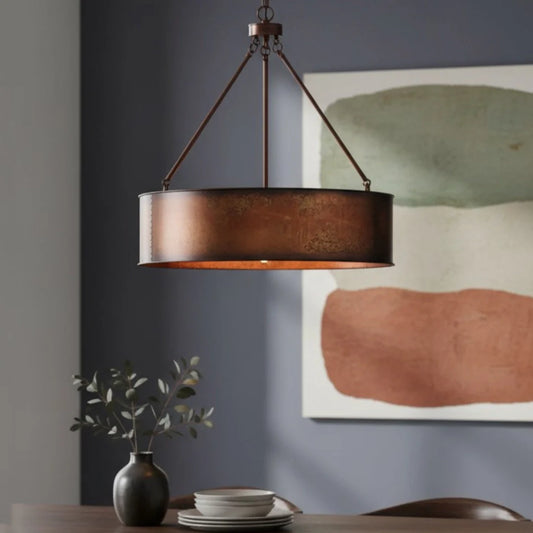 Wynn Industrial Drum Bronze Pendant Light
