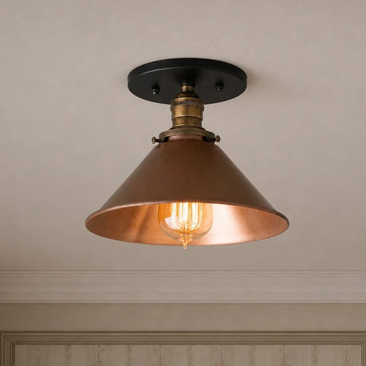 Berenice Industrial Metal Cone Flush Mount Ceiling Light