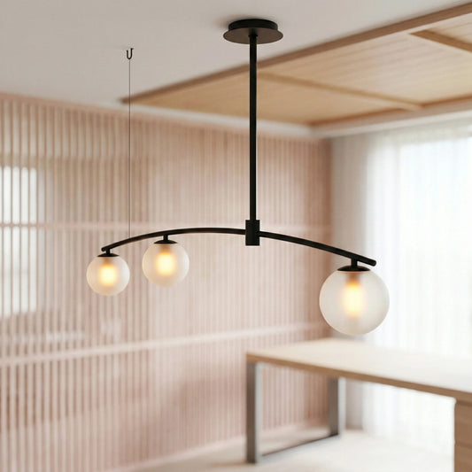 Black Modern Chandelier With Frosted Globes - 1LCH3