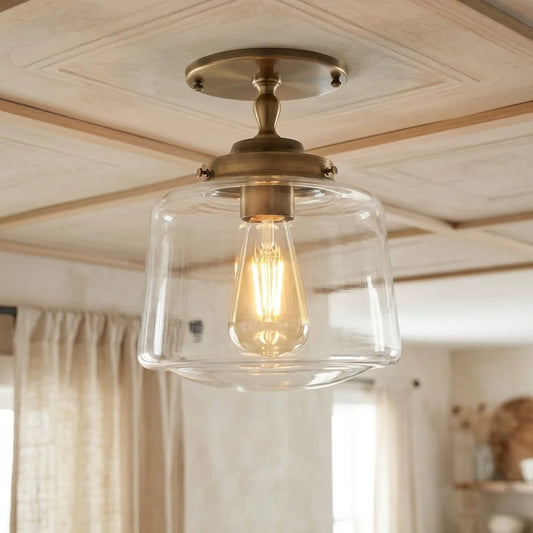 Blake Vintage Brass Glass Bell Ceiling Light