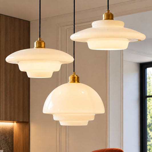 Bonavito Modern Minimalist Milk Glass Pendant Light
