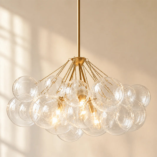 Brennan Modern Clear Glass Bubble Chandelier