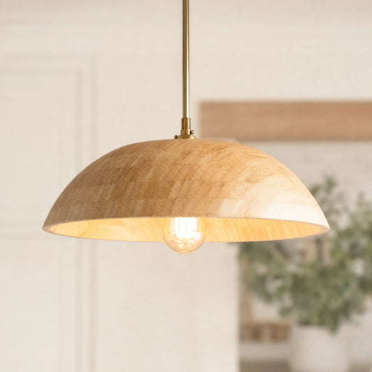 Briallen Bohemian Wood Bowl Pendant Light