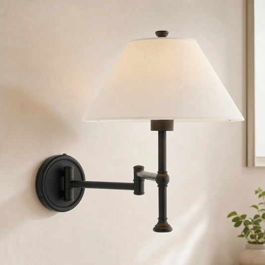Briar Vintage Linen Metal Swing-Arm Wall Light