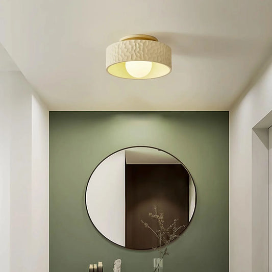 Modern Textured Drum Shade Flush Mount Ceiling Light