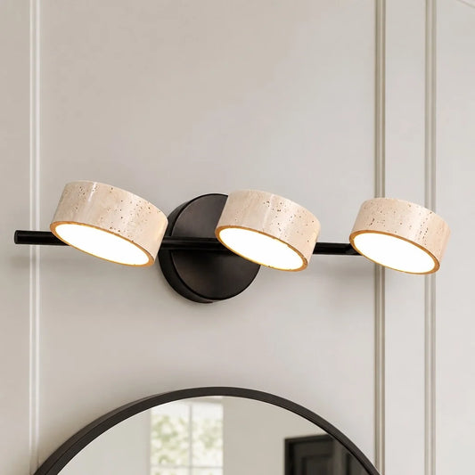 Bronte Farmhouse Rotatable 2/3-Light Travertine LED Bathroom Vanity Wall Sconce