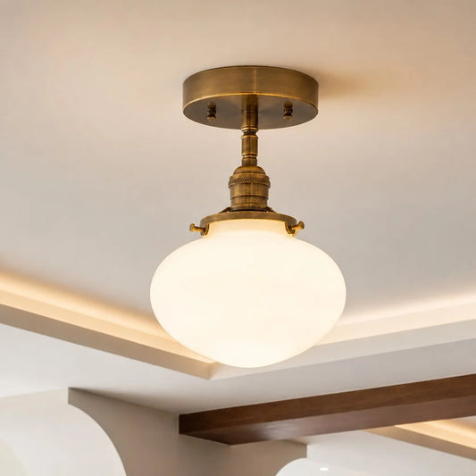 Bronwyn Retro Milk Glass Dome Ceiling Light