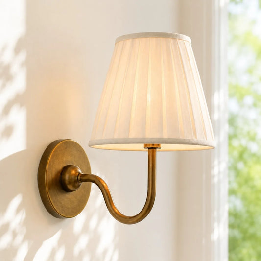 Cacia Vintage Drum Pleated Fabric Shade Wall Sconce